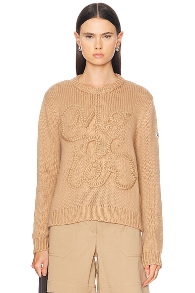 Moncler Long Sleeve Sweater in Beige