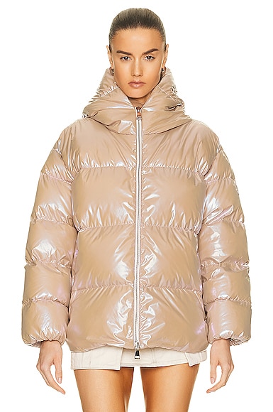 Moncler Women's Frasne Nylon Down Jacket In Tan