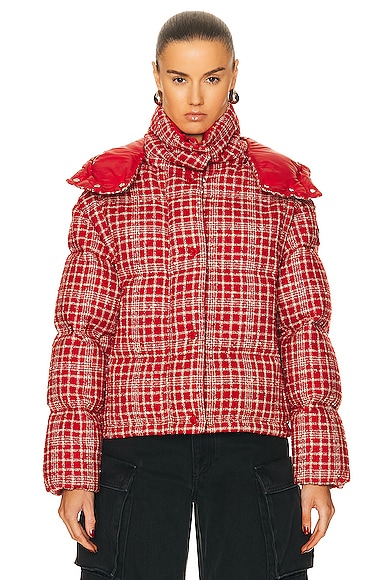 Shop Moncler Outarde Jacket In Red Plaid