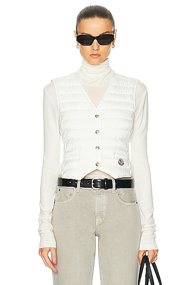 Moncler Button Vest in White