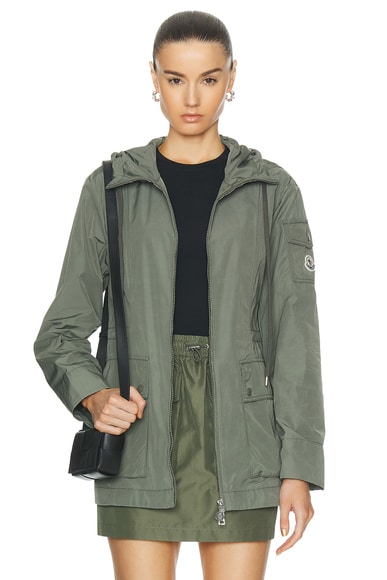 Moncler Leandro Short Parka in Russian Olive
