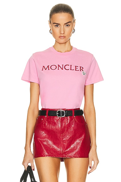 Moncler Short Sleeve T-shirt In Pink | ModeSens