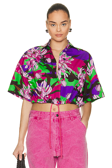 Floral Cropped Short Sleeve Shirt
