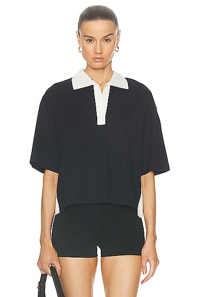 Shop Moncler Short Sleeve Polo Top In Black