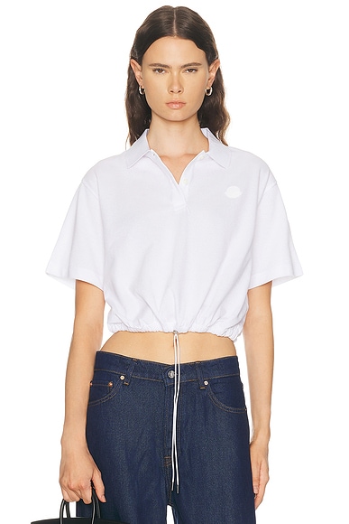 Moncler Cinched Polo Top in White