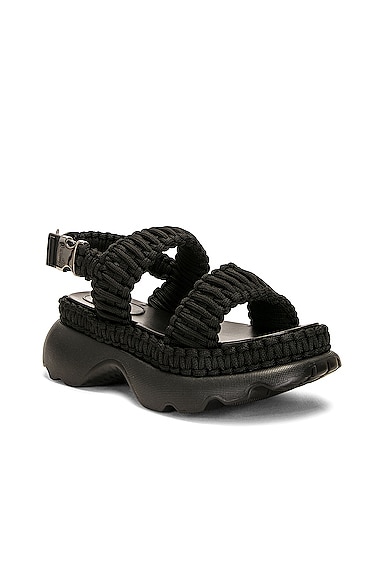 Shop Moncler Belay Woven Sandal In Black