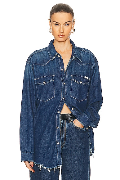 Western Over Shirt in Blue