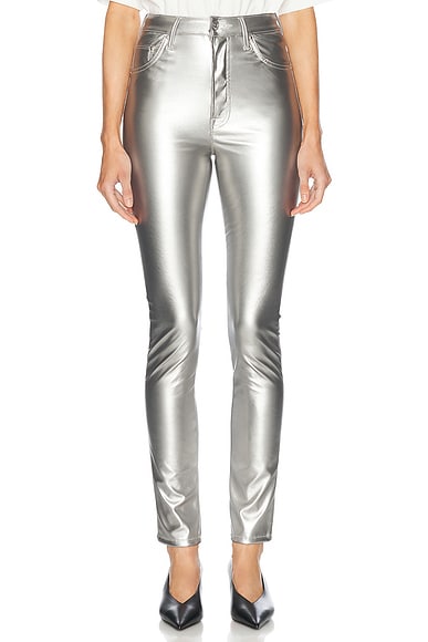 MOTHER High Waisted Rail Skimp in Silver Dagger