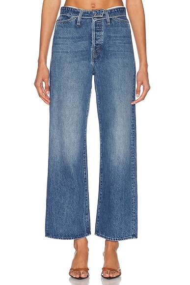 MOTHER The Fold Over Dodger Ankle Jeans in No Shirt, No Shoes, No Service