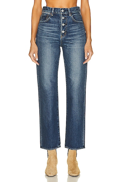 Moussy Vintage Wyan Wide Straight High Rise in Blue