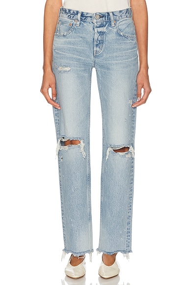 Moussy Vintage Odessa Straight-low Jeans in Light Blue