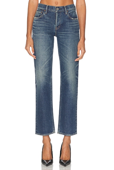 Moussy Vintage Hadley Straight Low Rise Jeans in Blue