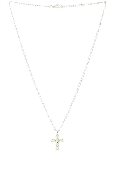 Shop Maple Cross Chain Necklace In Silver 925 & Mother Of Pearl