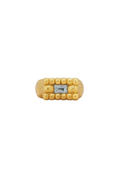 MAPLE Lil Pool Signet in 14k Gold P & Aquamarine