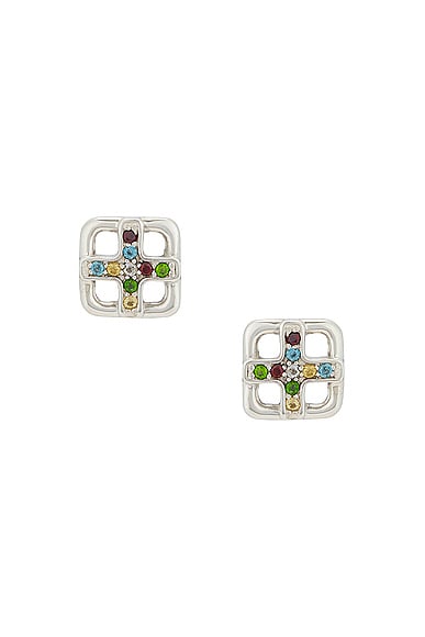 Shop Maple Cross Earrings In Silver 925 & Topaz