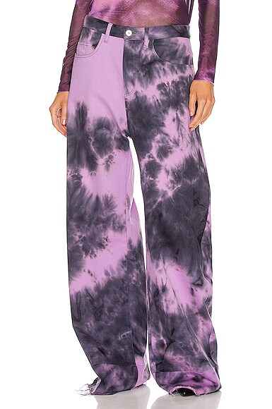 Marques ' Almeida Long Sleeve Mesh Top in Purple Tie Dye | FWRD