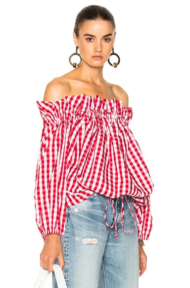 for FWRD Off Shoulder Gingham Blouse