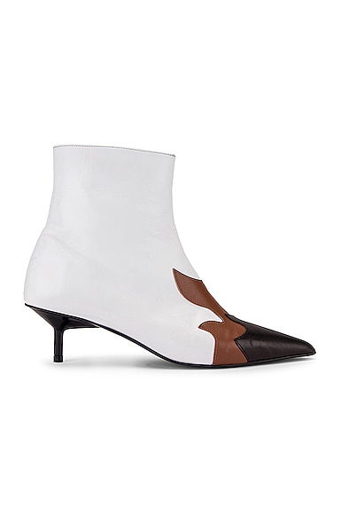 Marques ' Almeida Pointy Kitten Heel Flame Boot in White, Brown & Black ...