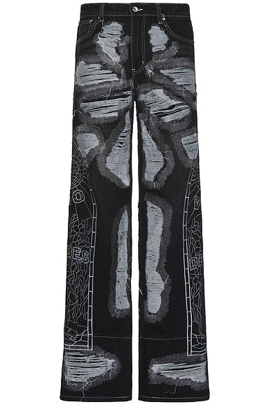 Shop Who Decides War By Ev Bravado Darning Side Embroidery Pant In Coal