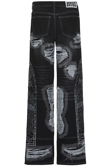 Shop Who Decides War By Ev Bravado Darning Side Embroidery Pant In Coal