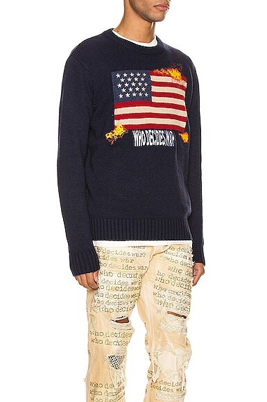 WHO DECIDES WAR BY MRDRBRVDO WHO DECIDES WAR KNIT PULLOVER,MRDB-MK3