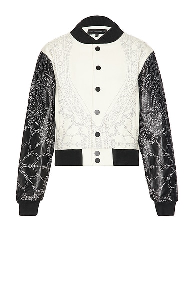 Who Decides War by Ev Bravado Notre Dame Varsity Jacket in Cloud