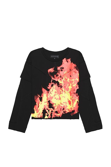 Flame Long Sleeve T-shirt in Black