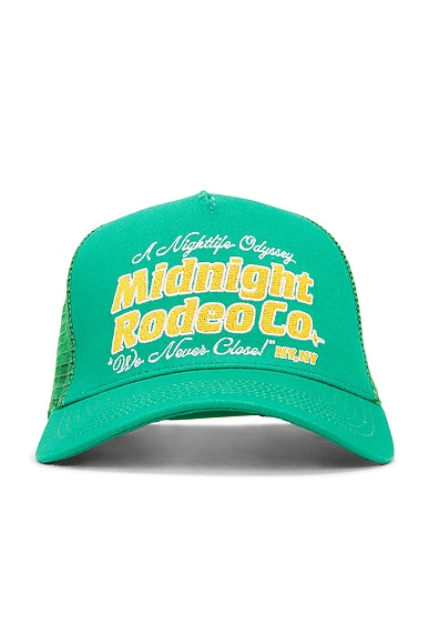 Midnight Rodeo Nightlight Odyssey Mesh Trucker in Kelly Green