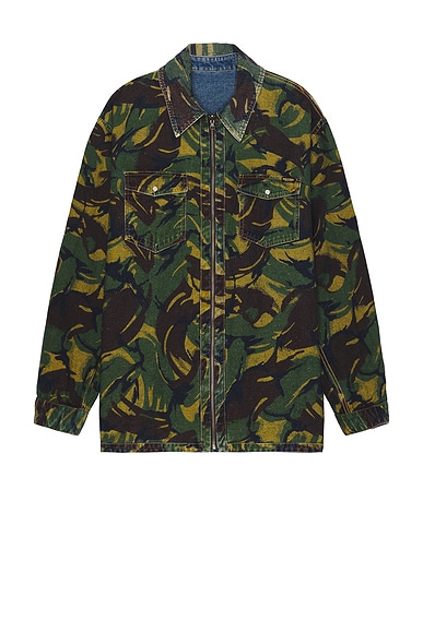 Martine Rose Reversible Camo Shirt in Blue Camo
