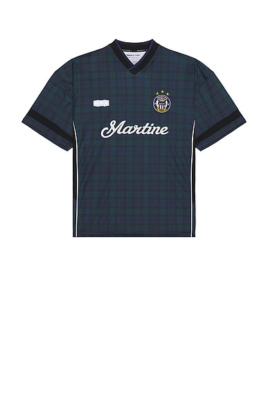 Martine Rose Football Shirt in Black Tartan
