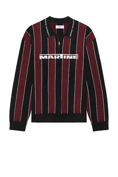 Martine Rose Sporty Logo Polo in Black & Burgundy