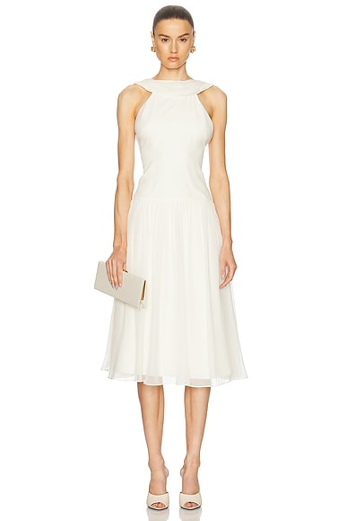 knee length dresses for ladies Plunging Back Cowl Lady Length Dress in Butter XXS (Petite) (Made-To-Order) main image 0