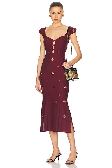 Mirror Palais Maria Midi Dress in Bordeaux
