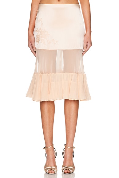 Mirror Palais Matte Silk Chiffon Crinoline Skirt in Honey