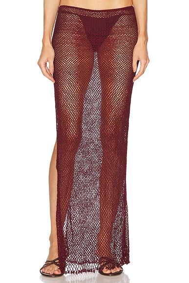 Mirror Palais Crochet Tunic Skirt in Sangre