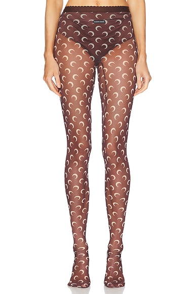Moon Printed Mesh Tights
