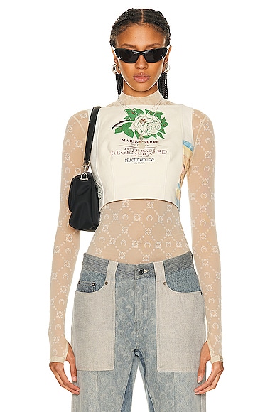 Marine Serre Regenerated Tote Bags Bustier Top in White