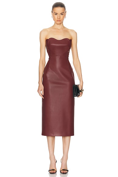 MARIANNA SENCHINA Love Lock Leather Dress in Bordeaux