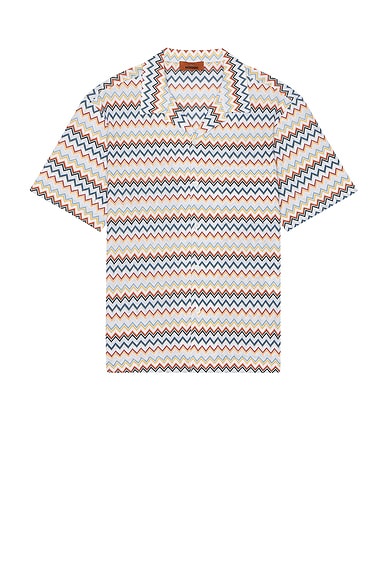 Missoni Short Sleeve Shirt in White & Orange