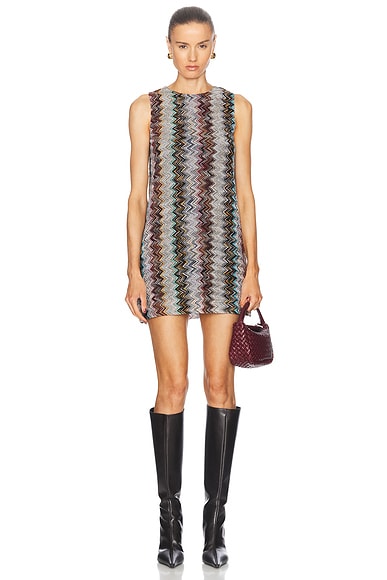 Missoni Space Dye Short Dress in Silver, Black, Pink, & Light Blue
