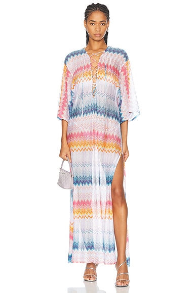Missoni Long Cover Up in Multicolor Shaded Fuchsia