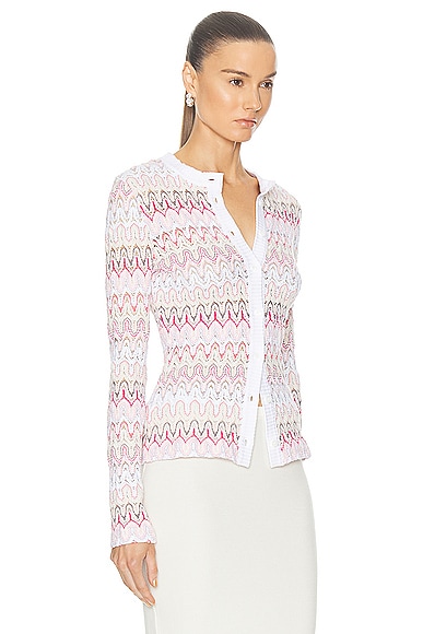 Shop Missoni Flower Lace Buttoned Cardigan In Pink & Off White Tones Multicolor