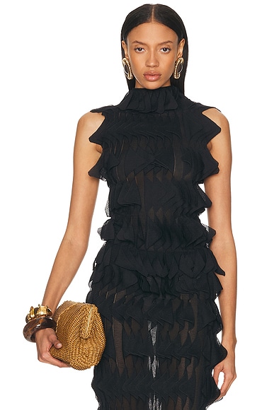 Missoni Sheer Ruffle Top in Black Beauty