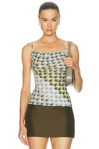 Missoni Cami Top in Green & Light Blue With White Base