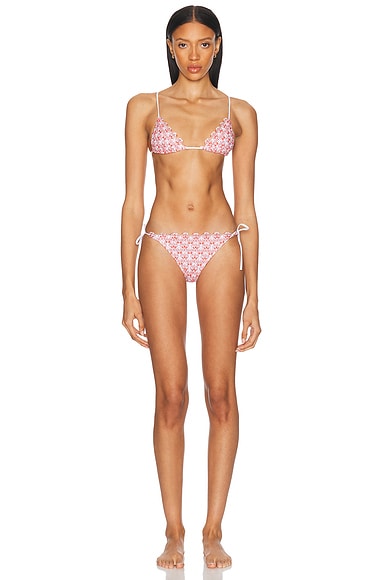 Missoni Knit Triangle Bikini Set in Red
