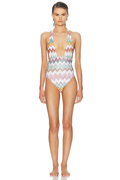 Missoni One Piece Swimsuit in Multicolor With White Base