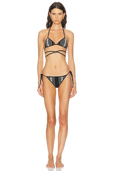 Missoni Triangle Tie Bikini Set in White & Black