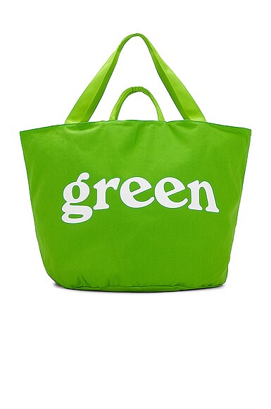 Mister Green Round Tote In Green & White