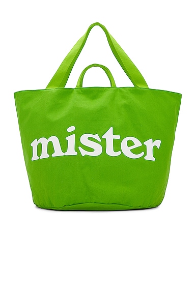 Shop Mister Green Round Tote In Green & White