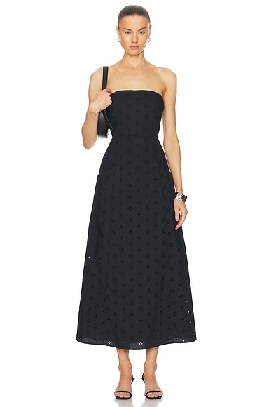 Matteau Broderie Strapless Dress in Floral Broderie Black